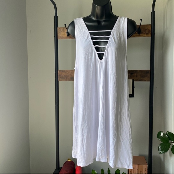 CALIFORNIA WAVES Juniors' Cover-Up sleeveless Dress in arctic white size XL NEW - Picture 2 of 7